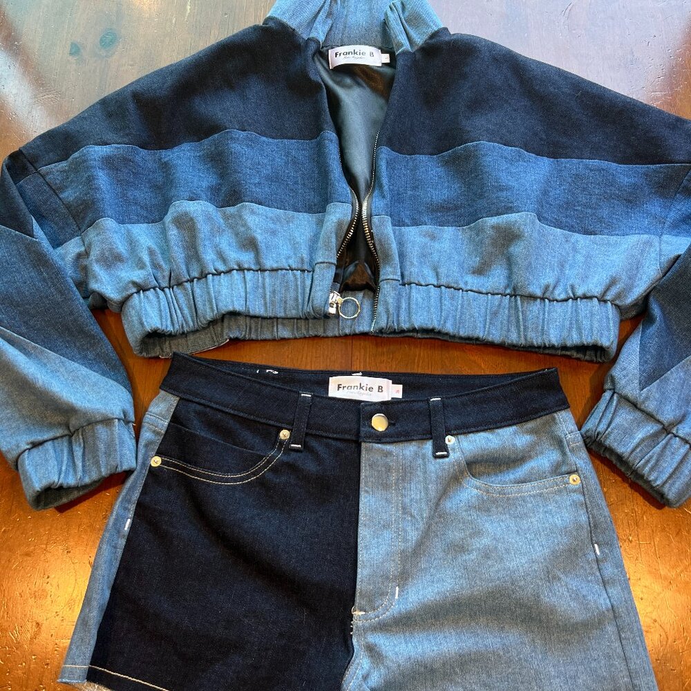 RARE Revolve x Chloe Denim Track Jacket and Shorts Size XS